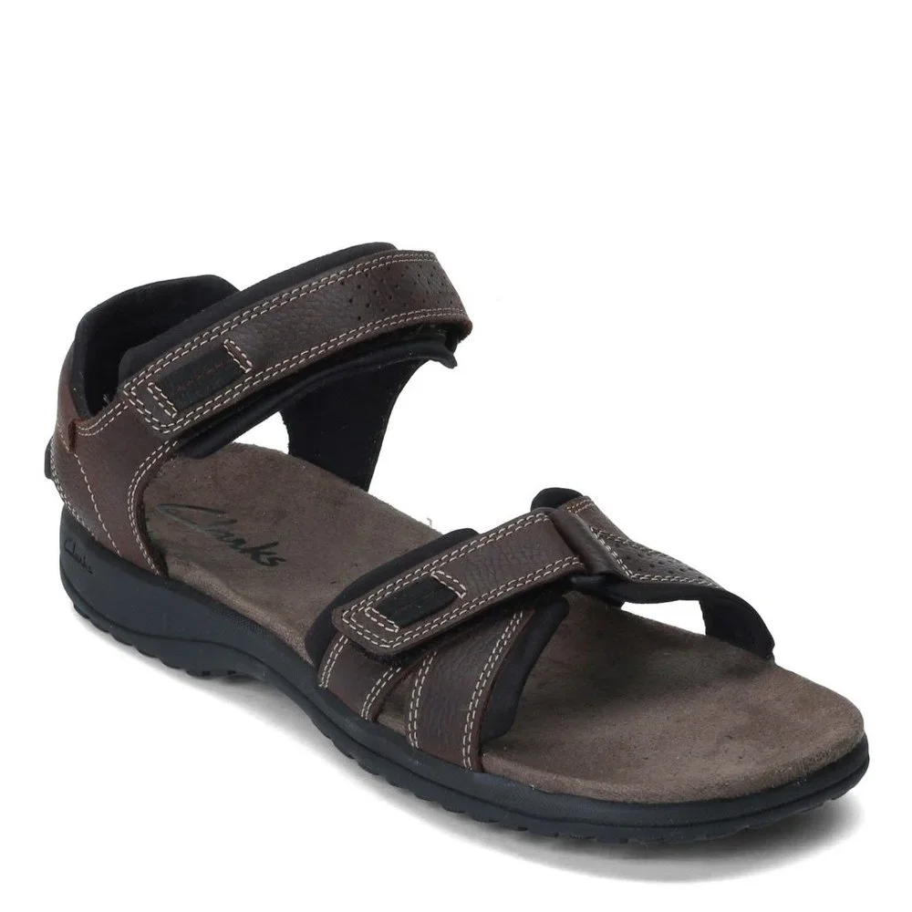 CLARKS Brown Leather Men's Keating Sporty Sandals sz 9 Style 78333